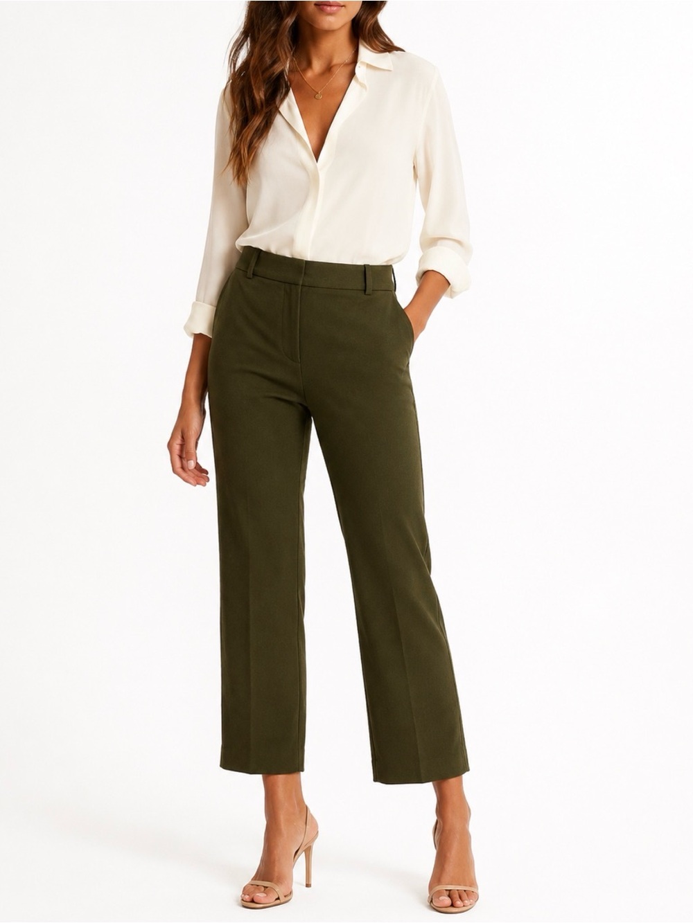 TALBOTS NEWPORT PANT — OLIVE GREEN 8P